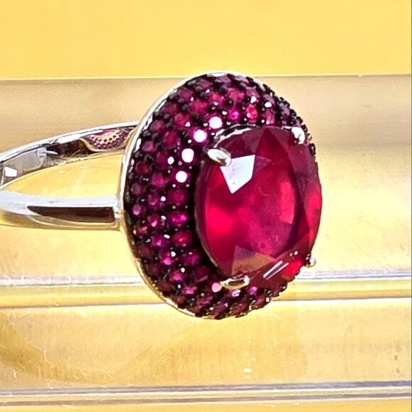 925 Sterling Silver Ring Sz 7.75 with Natural Ruby Gemstone - Picture 5 of 15